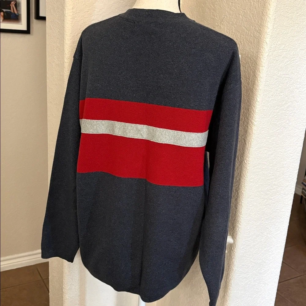 Vintage 90’s Structure blue & red striped V-neck sweater Size M